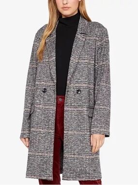 Philosophy Black and Gray Plaid Blazer Coat
